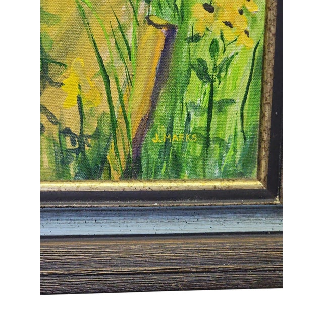 Beautiful Jeffrey Marks (American) original oil on canvas, titled Linville Lane, in excellent condition. Fantastic floral...