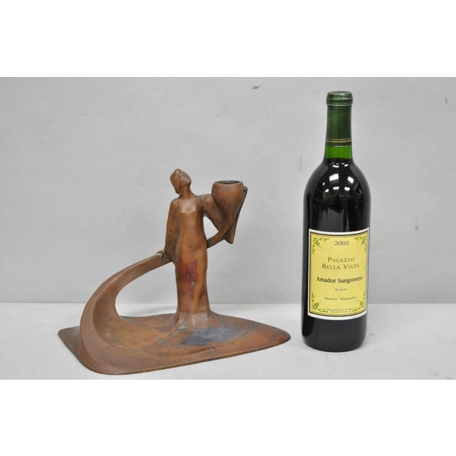 Antique Art Nouveau Austrian Bronze Woman Figural Sculpture Candlestick Holder, Maker Unconfirmed. Circa Early 20th...