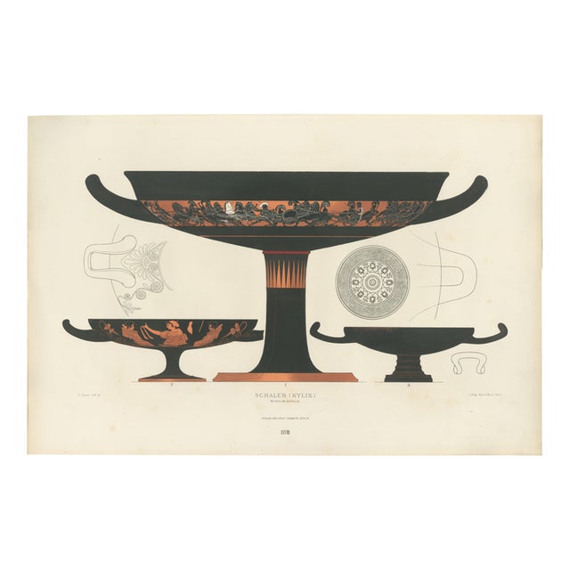 Albert Genick, Greek Kylix with Chariot & Warrior Procession, 1883, Lithograph For Sale