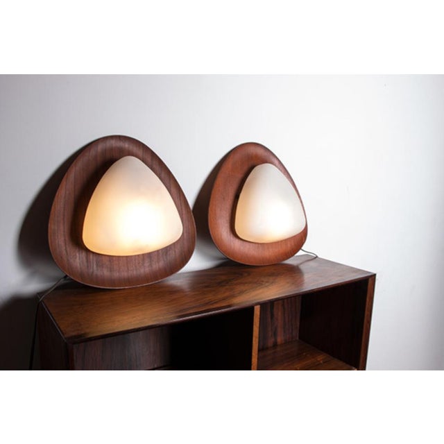 Italian Teak and Opaline Wall Lights by Goffredo Reggiani, 1960s, Set of 2 For Sale - Image 12 of 12