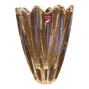 Orrefors Sweden Crystal Vase – Scandinavian Art Glass – Original Label