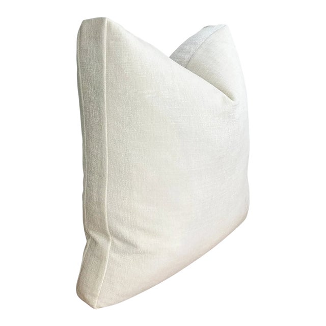 Off-White Velvet Box Pillow With Feather Down Insert For Sale