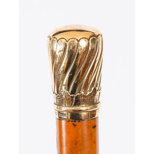 Metal Antique Walking Stick Cane in 18k Gold Pommel, 1800s For Sale - Image 7 of 11