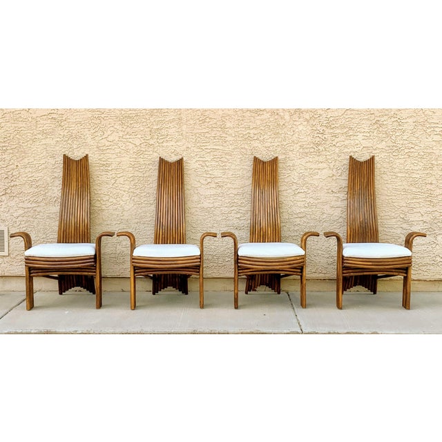 1970 S Mcguire High Back Rattan Dining Chairs Signed Set Of 4 Chairish