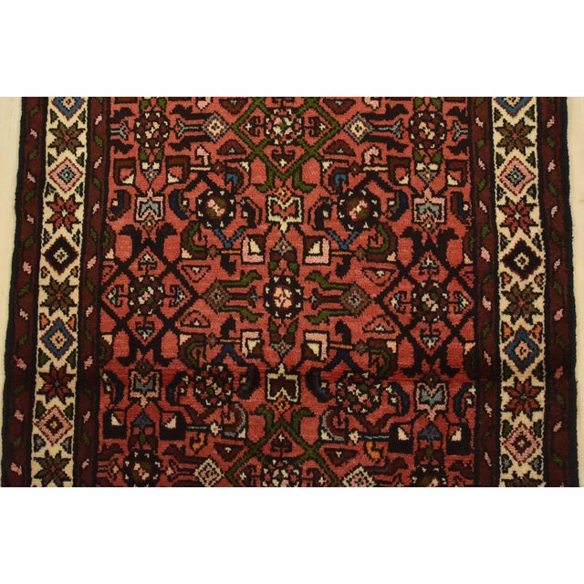 Red Hamedan Runner 2’4” X 9’7” Red Wool Vintage Tribal Hand-Knotted Rug For Sale - Image 8 of 13
