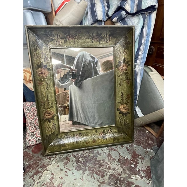 Glass Large 1940s Italian Framed Decorative Mirror For Sale - Image 7 of 12