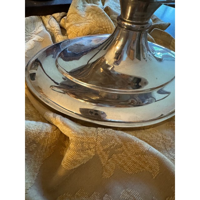 Early 21st Century Global Views Large Heavy Decorative Silver Tone Pedestal Bowl Luxury Centerpiece For Sale - Image 5 of 6