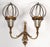 Metal 1920s Pair Art Deco French Brass Blown Encased Art Glass Shades Sconces Wall Lamps For Sale - Image 7 of 12