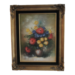 1960s Oil Painting by De Marco 26 X 32 "California School of Painters" Still Life Flowers in Vase