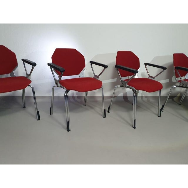 Hexagonal Metal Desk Armchairs by Froscher for Sitform, 1970s, Set of 4 For Sale - Image 3 of 18