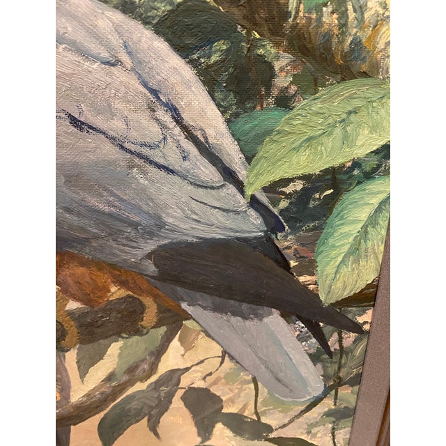 Paint Late 20th Century Falcons Original Oil Painting Richard Sloan Style Maya Temple Birds Rainforest For Sale - Image 7 of 13