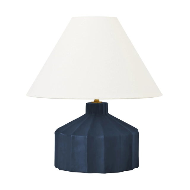 Transitional Kelly Wearstler by Visual Comfort Studio Veneto Small Table Lamp, Matte Medium Blue Wash For Sale - Image 3 of 3