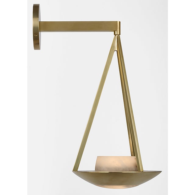 2020s Barbara Barry for Visual Comfort Signature Divina 19" Floating Bowl Sconce in Soft Brass with Alabaster For Sale - Image 5 of 13