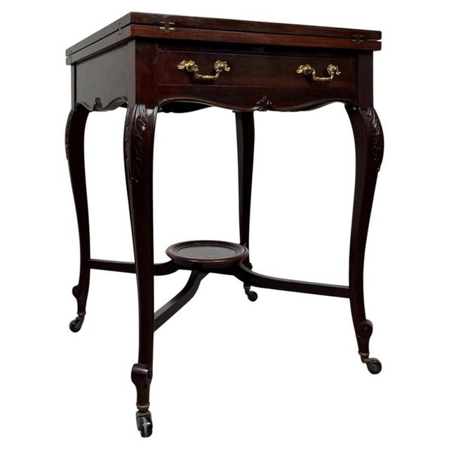 20th Century English Mahogany Envelope Card Table, 1890s For Sale - Image 13 of 13
