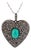 Late 19th Century Victorian Turquoise Diamond Silver Heart Pendant Necklace For Sale