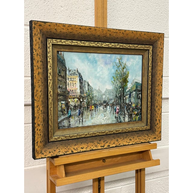 Late 20th Century Paris Street Scene with Figures Parisian Street 20th Century Post-Impressionism 1975 Circa For Sale - Image 5 of 18