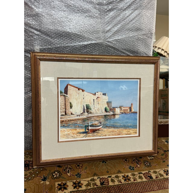 Blue Gilles Grimoin Original Watercolor, Framed For Sale - Image 8 of 12