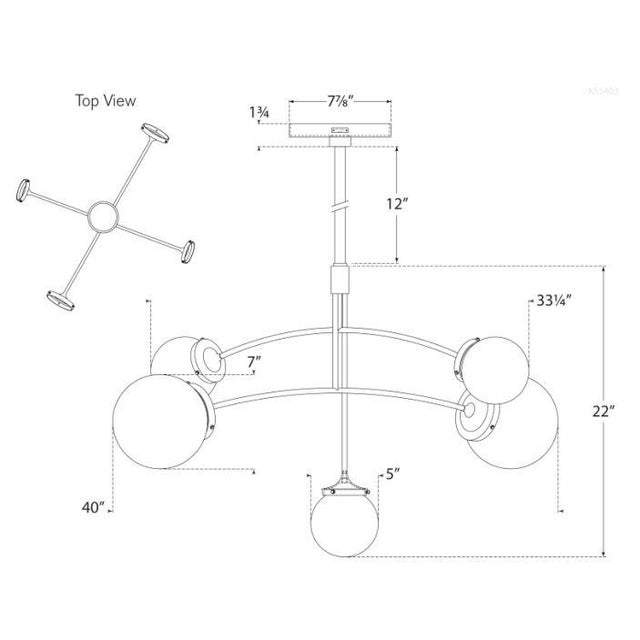Visual Comfort Kate Spade New York for Visual Comfort Signature Prescott Medium Mobile Chandelier in Soft Brass with Clear Glass For Sale - Image 4 of 4