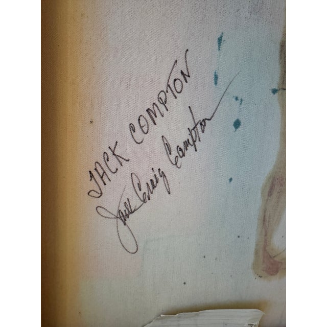 1980s 1980s Vertical Contemporary Figurative Abstract Painting, Pink, Black & Neutral Tones, 18” X 36” by Jack Compton For Sale - Image 5 of 6