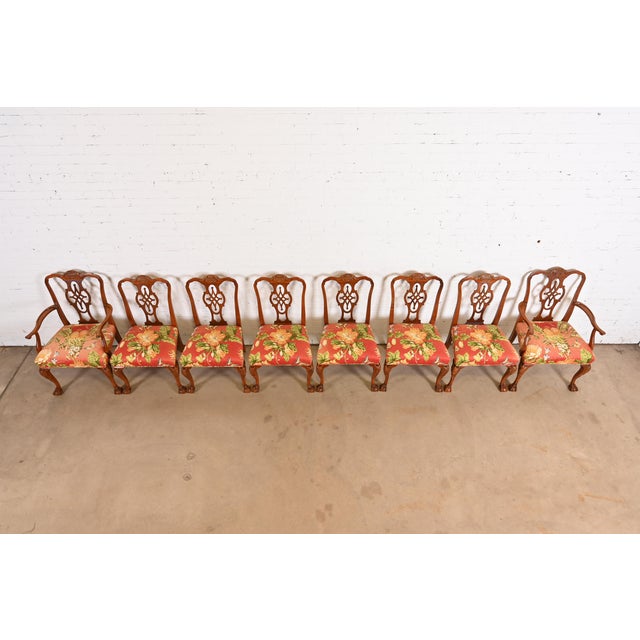 1920s Romweber Chippendale Carved Mahogany Dining Chairs, Set of Eight For Sale - Image 5 of 12