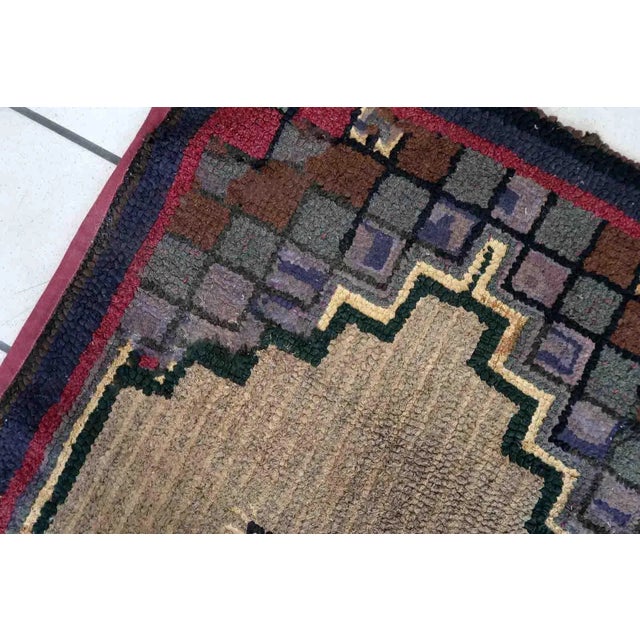 Textile 1880s Handmade Antique American Hooked Rug 2.1' X 4' For Sale - Image 7 of 11