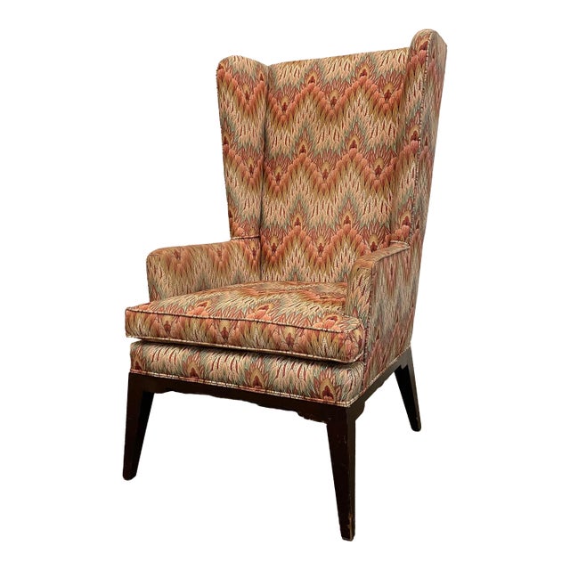 Mid Century Modern Tommi Parzinger Attributed Tall Wingback Chair For Sale