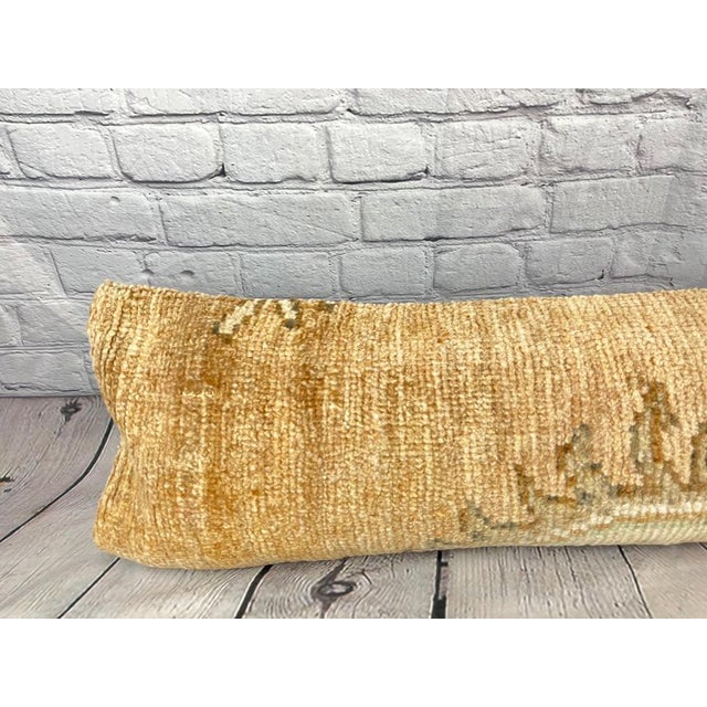 1960s 12 x 46 Lumbar Rug Pillow Embroidered Luxury Turkish Pillow Cushion Cover For Sale - Image 5 of 7