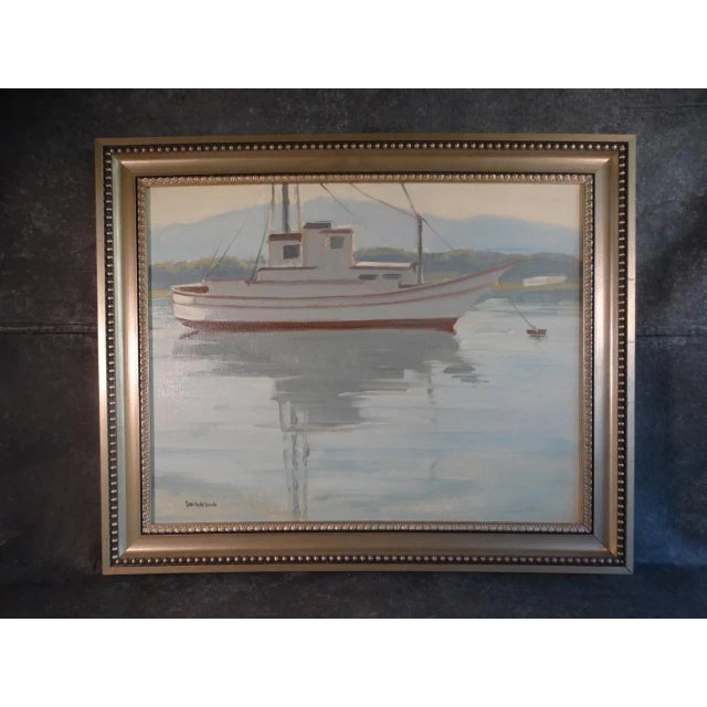 Mid 20th Century Harbor Scene Oil Painting by Sam Hyde Harris, Framed For Sale In Los Angeles - Image 6 of 6