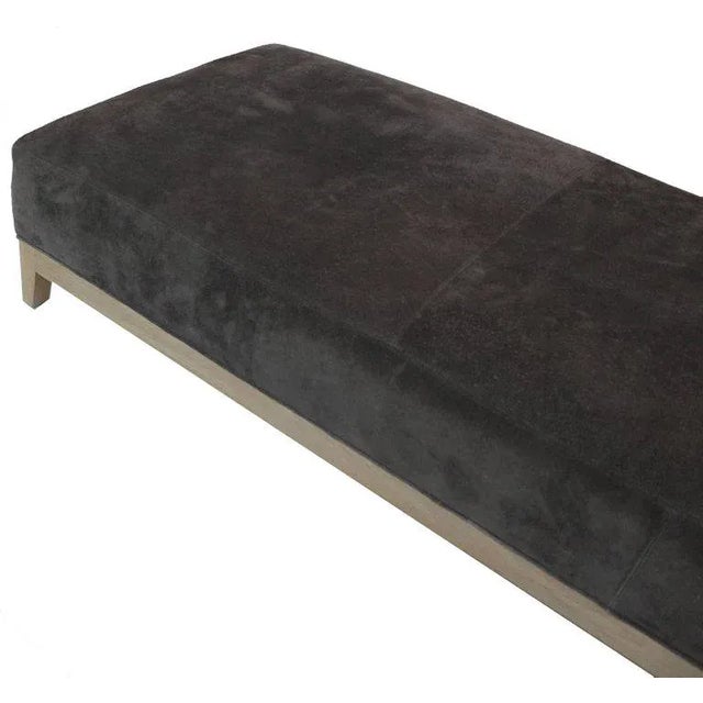 Mid 20th Century Vintage Mid Century Grey Suede Leather Limed Oak Frame Daybed For Sale - Image 5 of 10