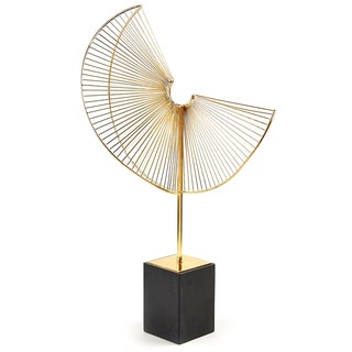 Gold Spiral Sculpture on Black Marble Base For Sale