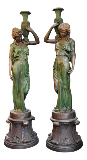Maiden Garden Statues Urn in Bronze, Set of 2