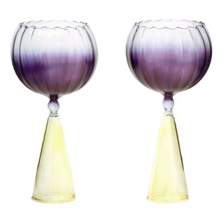 Calypso Red Wine Glasses by Serena Confalonieri, Set of 2 For Sale