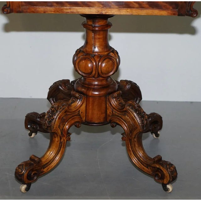Early Victorian Walnut Side Table with Ornately Carved Base & Legs For Sale - Image 10 of 18