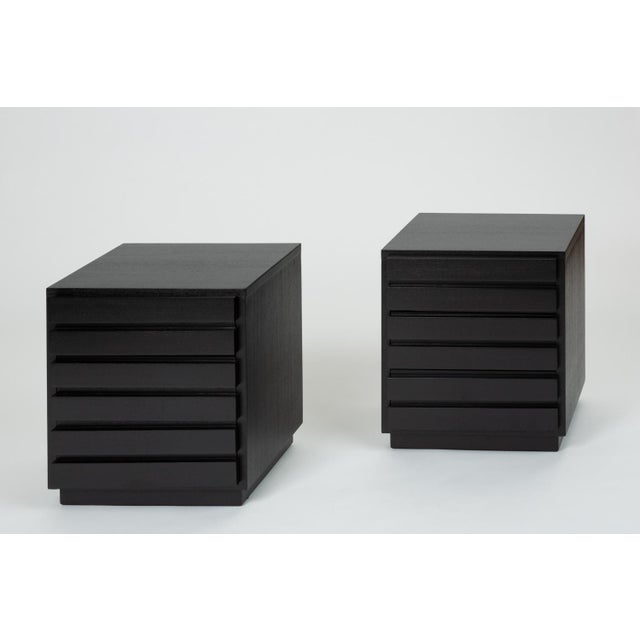 Mid-Century Modern Pair of Ebonized Three-Drawer Nightstands by American of Martinsville For Sale - Image 3 of 12