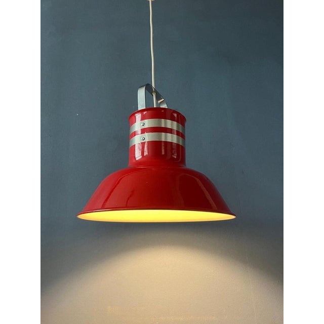 Metal Space Age Red Bucket Pendant Lamp from Ateljé Lyktan For Sale - Image 7 of 11
