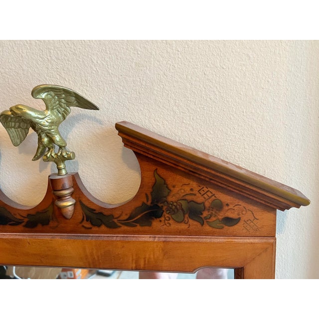 Hitchcock 1976 Wood Mirror With Brass American Eagle by Tell City For Sale - Image 4 of 7