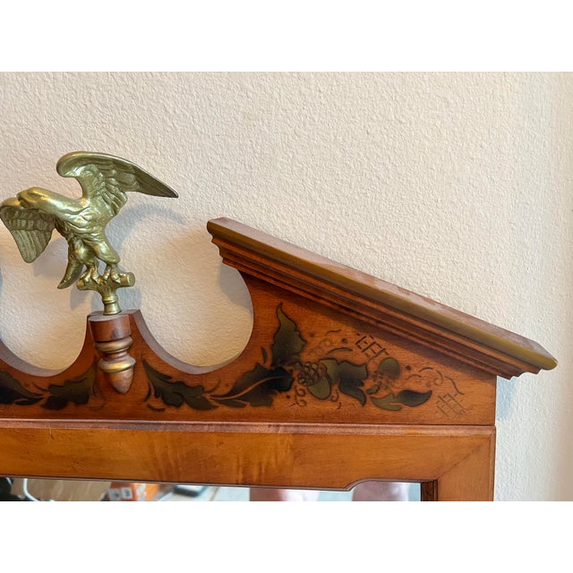 Hitchcock Mid 20th Century Wood Mirror With Brass American Eagle by Tell City For Sale - Image 4 of 7