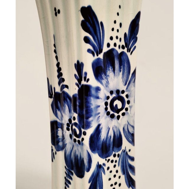 Vintage Blue Hand-Painted Floral Vases from Delft, 1920s, Set of 2 For Sale - Image 12 of 18