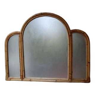 Vintage Bohochic Bamboo Mirror, 1970s For Sale