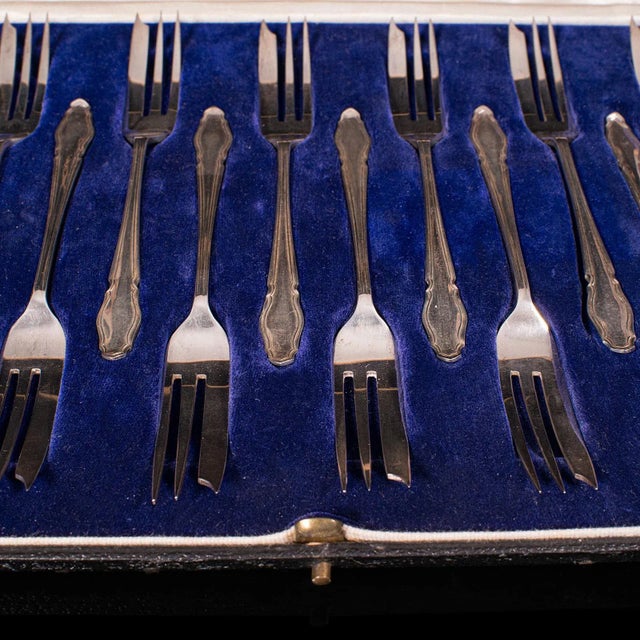 1935 Vintage Art Deco Silver English Cake Forks - Set of 12 For Sale - Image 10 of 13