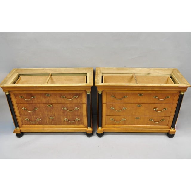 Biedermeier Late 20th Century Thomasville Grand Classics Empire Biedermeier Maple Bachelor Chest Dresser, Pair For Sale - Image 3 of 18