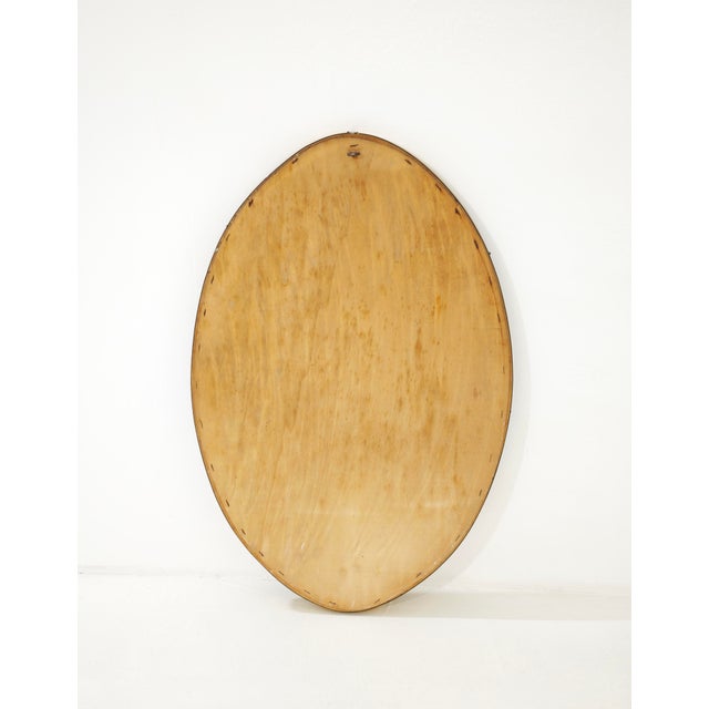 Mid-Century Modern Oval Wall Mirror in Brass and Velvet, 1960s For Sale - Image 9 of 10