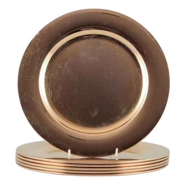Brass Cover Plates from Scandia Present, Sweden, 1980s, Set of 6 For Sale