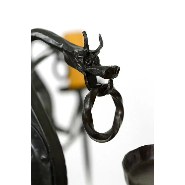 Italian Wrought Iron Chandelier with Dragons, 1890s For Sale - Image 11 of 13