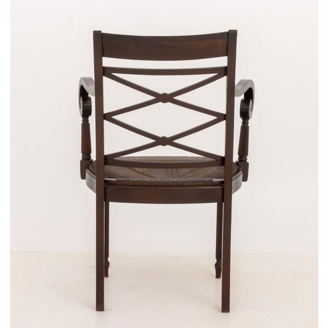 Regency Style Mahogany Arm Chair, With String Inlay to the Scroll Arms For Sale - Image 10 of 10
