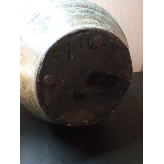 1970s Signed Art Studio Iridescent Raku Pottery Squat Vase For Sale In Dallas - Image 6 of 6