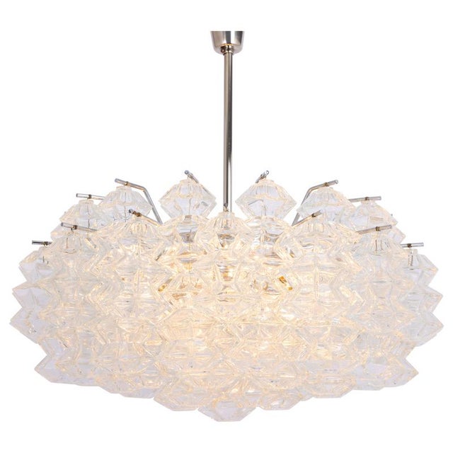 Large Pagoda Glass Chandelier from Kalmar, Austria, 1960s For Sale - Image 16 of 16