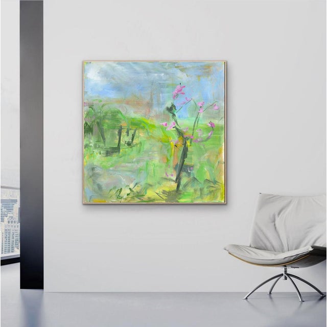 Textile "Hakodate, Spring" by Trixie Pitts Large Abstract Landscape Oil Painting For Sale - Image 7 of 10