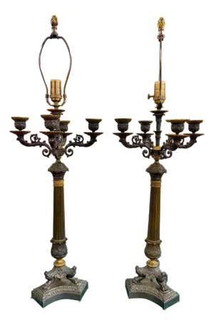 Pair of Early 20th century Empire Style Bronze Candlebra
