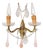 Vintage French Wall Sconce in Brass with Pink or Blue Glass Drops, 1960s For Sale